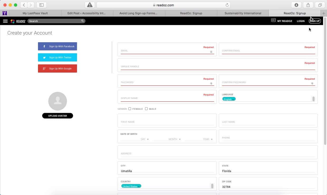 ReadOz Registration Form Image