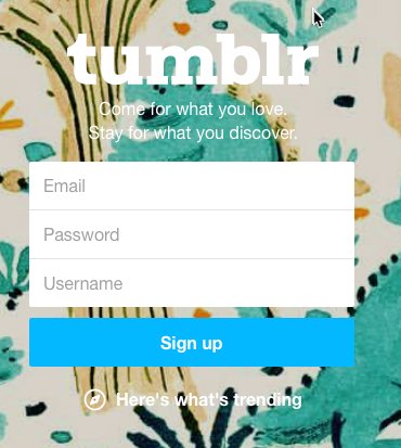 Tumblr Registration Form Image