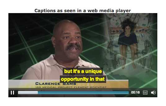 Captions on a web media player are provided for accessibility as required by law