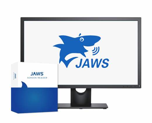 alt="JAWS, Job Access With Speech screen reader was developed for computer users whose vision loss prevents them from seeing screen content or navigating with a mouse."